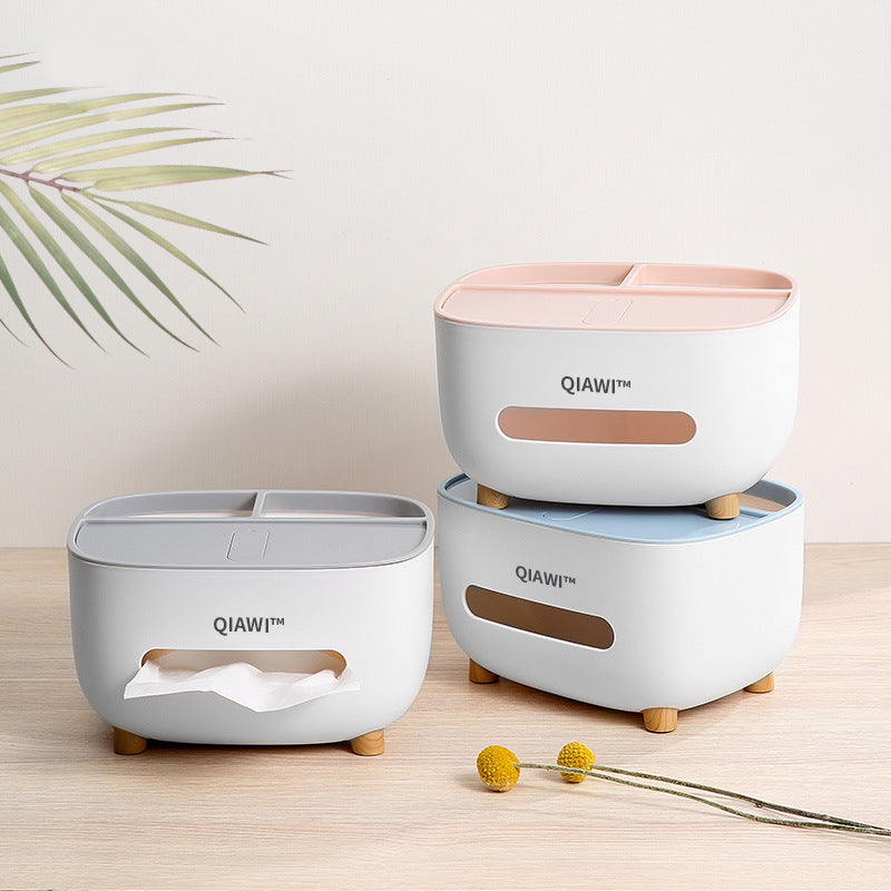 QIAWI™ Multifunctional Tissue Box, Double Layer Tissue Organizer with Storage