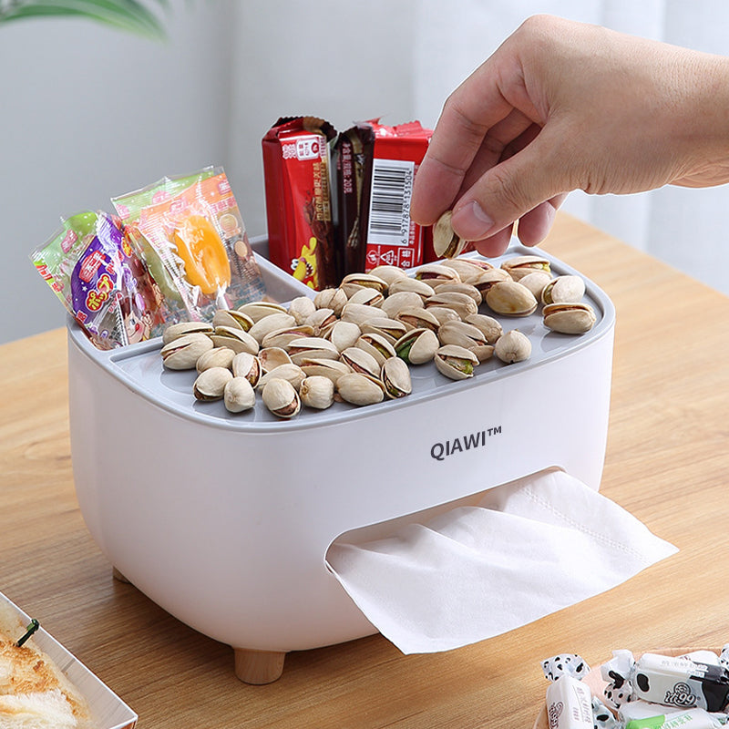 QIAWI™ Multifunctional Tissue Box, Double Layer Tissue Organizer with Storage