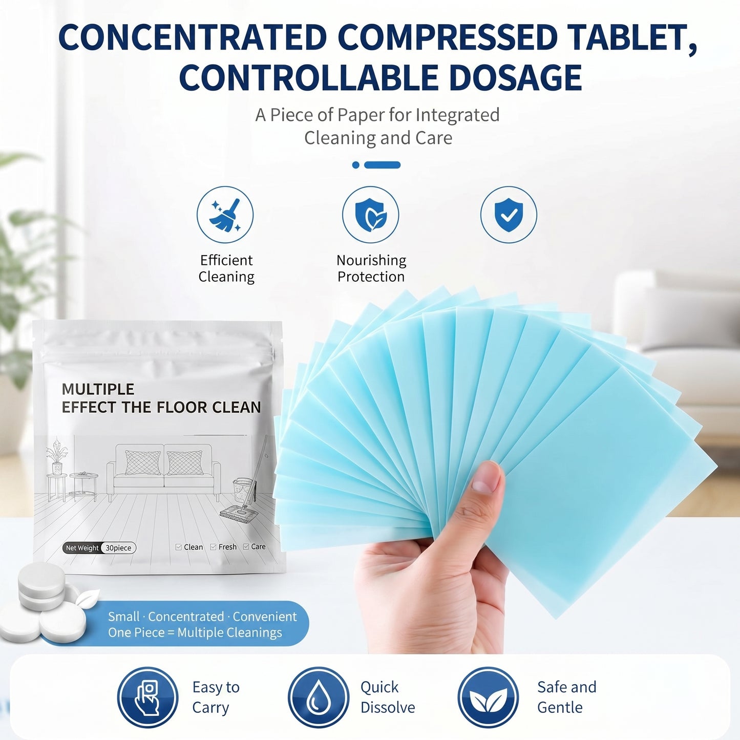 Multiple Effect The Floor Clean Tablets for Mopping, Quick Shine Cleaner