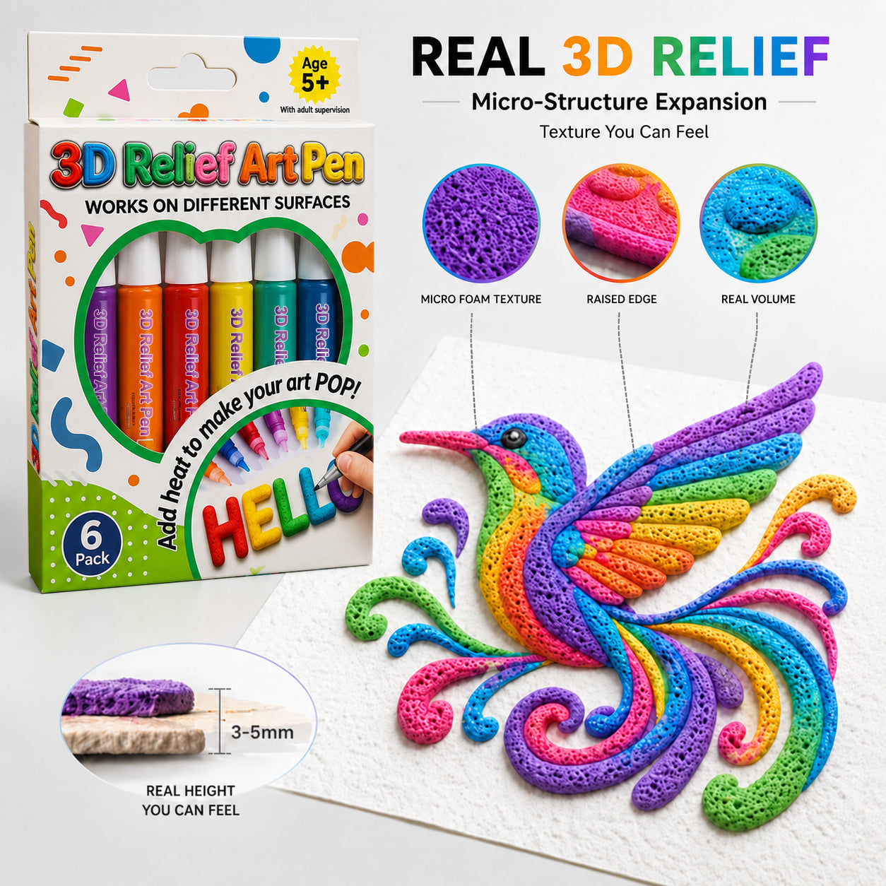 🦄👗Save66% by ordering today丨Smartorig® 3D Relief Art Pen – Turn Flat Drawings Into Touchable 3D Art🪄