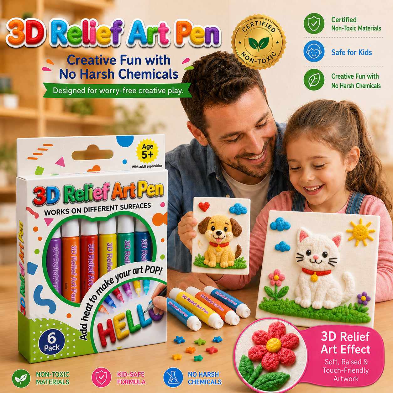 🦄👗Save66% by ordering today丨Smartorig® 3D Relief Art Pen – Turn Flat Drawings Into Touchable 3D Art🪄