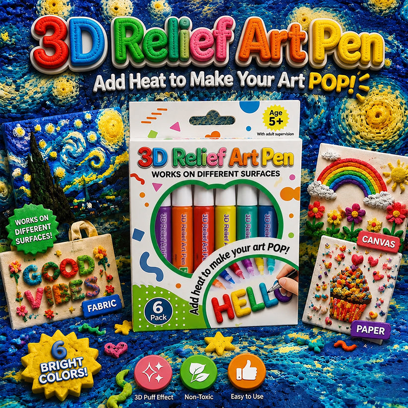 🦄👗Save66% by ordering today丨Smartorig® 3D Relief Art Pen – Turn Flat Drawings Into Touchable 3D Art🪄