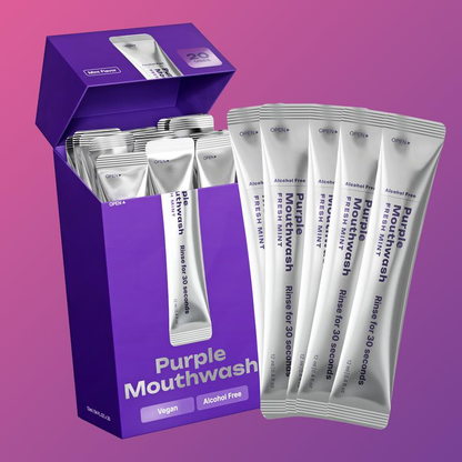 Purple Mouthwash - Sachets 20 Pack - Peroxide-Free - Alcohol Free - Vegan Mint