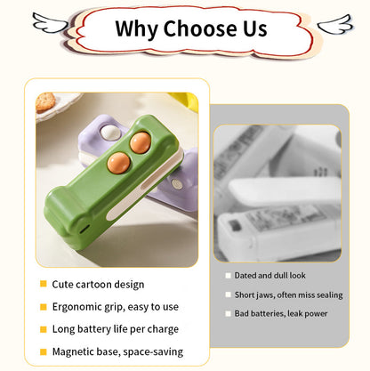 QIAWI™ Portable Mini Bag Sealer with Cutter and Magnet, Rechargeable Food Bag Sealer