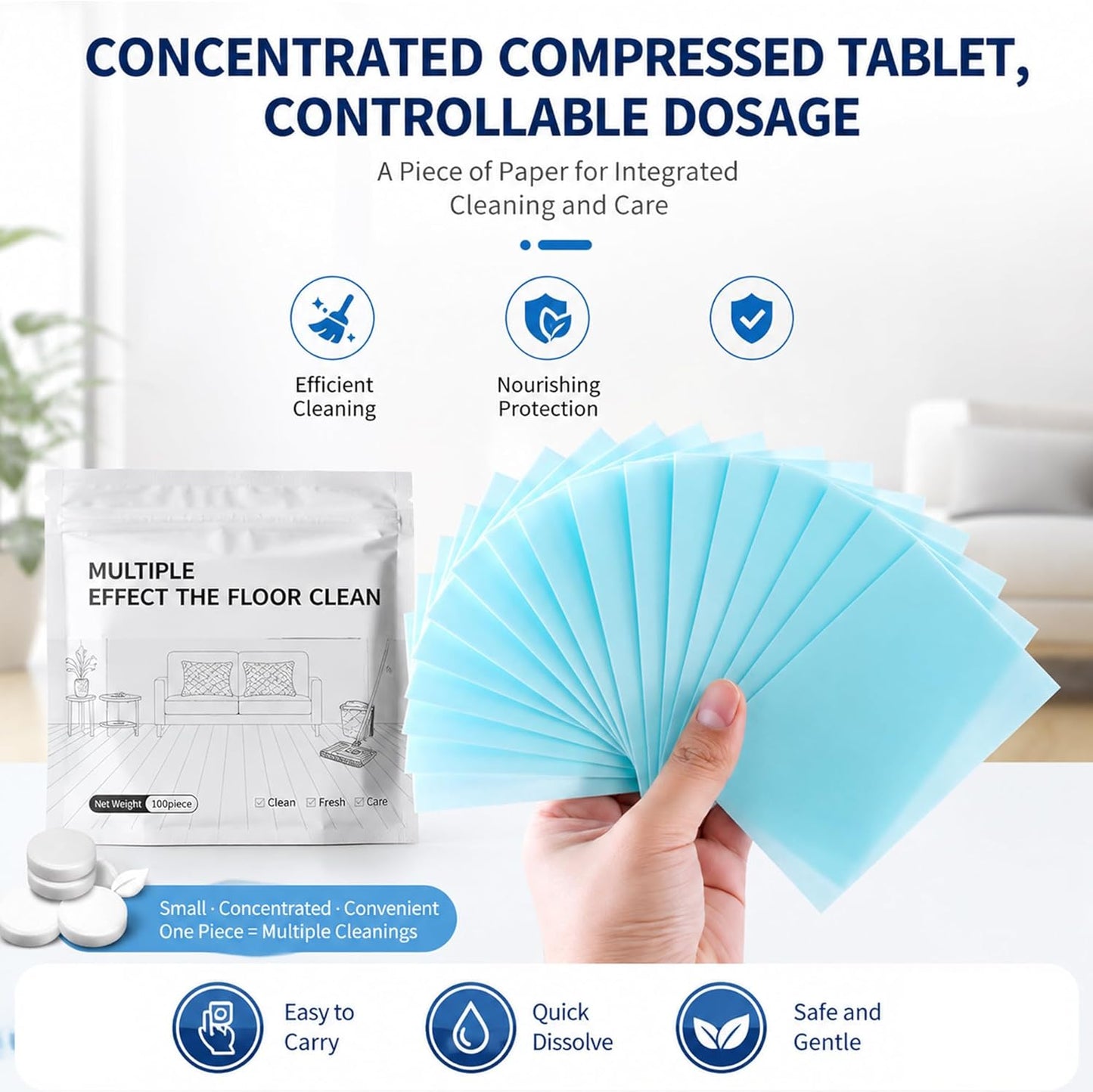 Multiple Effect The Floor Clean Tablets for Mopping, Quick Shine Cleaner