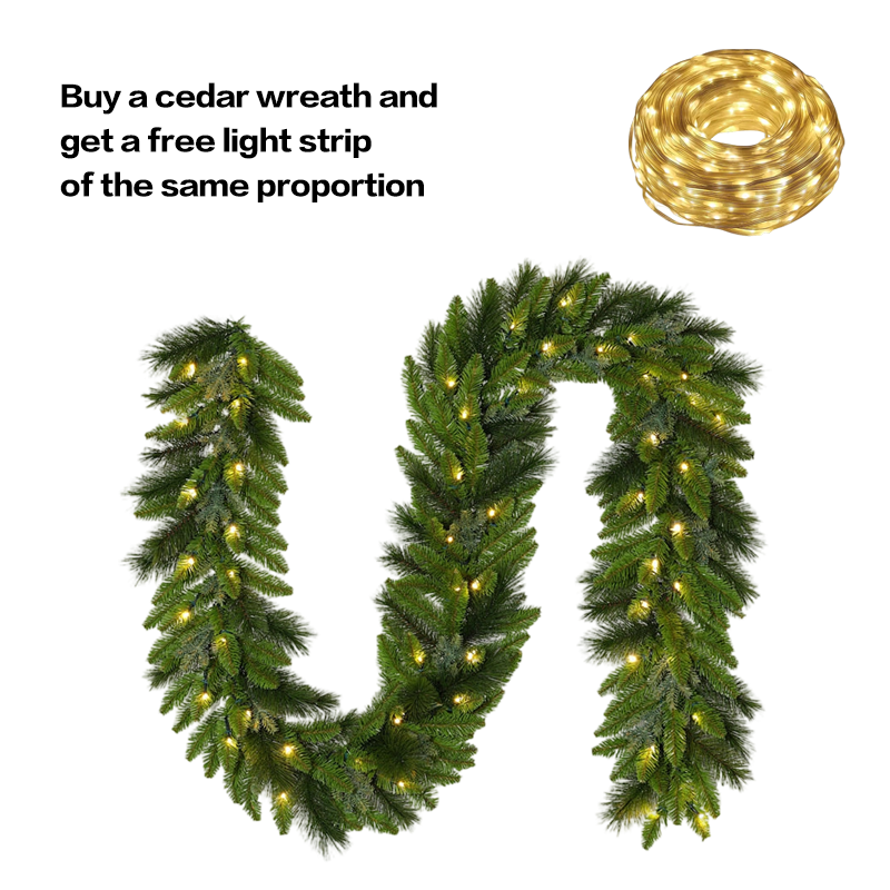 2-Pack Christmas Wreath Set with Free LED Light Strips