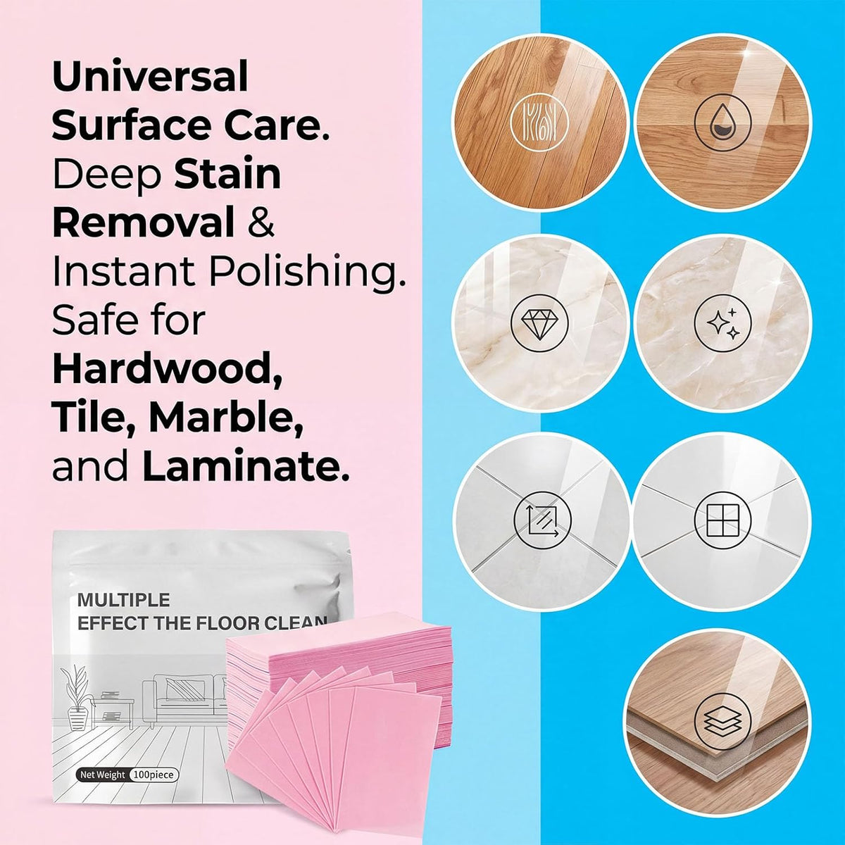 Multiple Effect The Floor Clean Tablets for Mopping, Quick Shine Cleaner