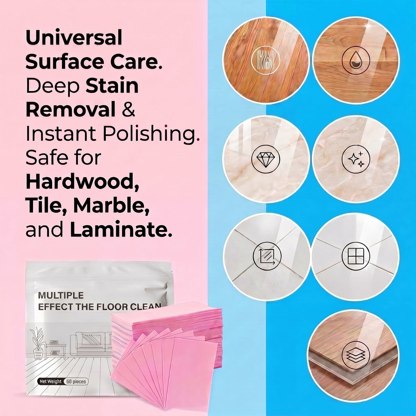 Multi-Effect Dissolvable Floor Cleaning Sheets – Streak-Free Shine for All Floors