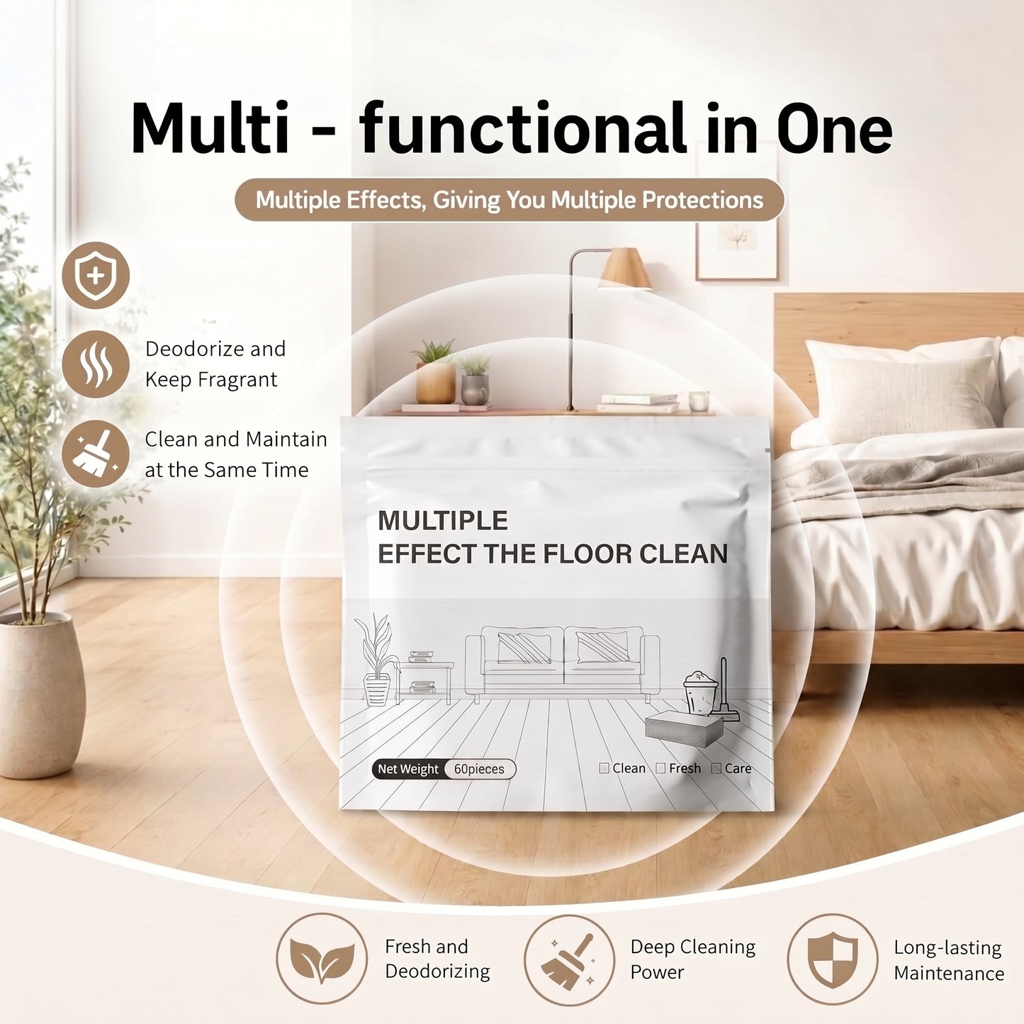 Multi-Effect Dissolvable Floor Cleaning Sheets – Streak-Free Shine for All Floors