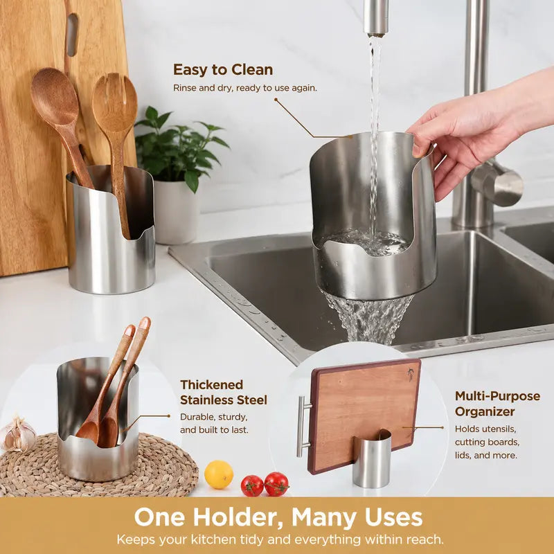 Thickened Stainless Steel Utensil Organizer, Rust Resistant Easy to Clean