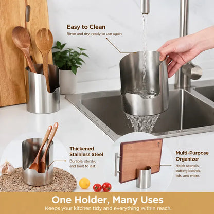 Thickened Stainless Steel Utensil Organizer, Rust Resistant Easy to Clean