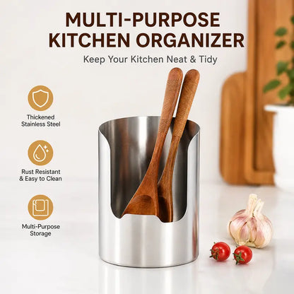 Thickened Stainless Steel Utensil Organizer, Rust Resistant Easy to Clean
